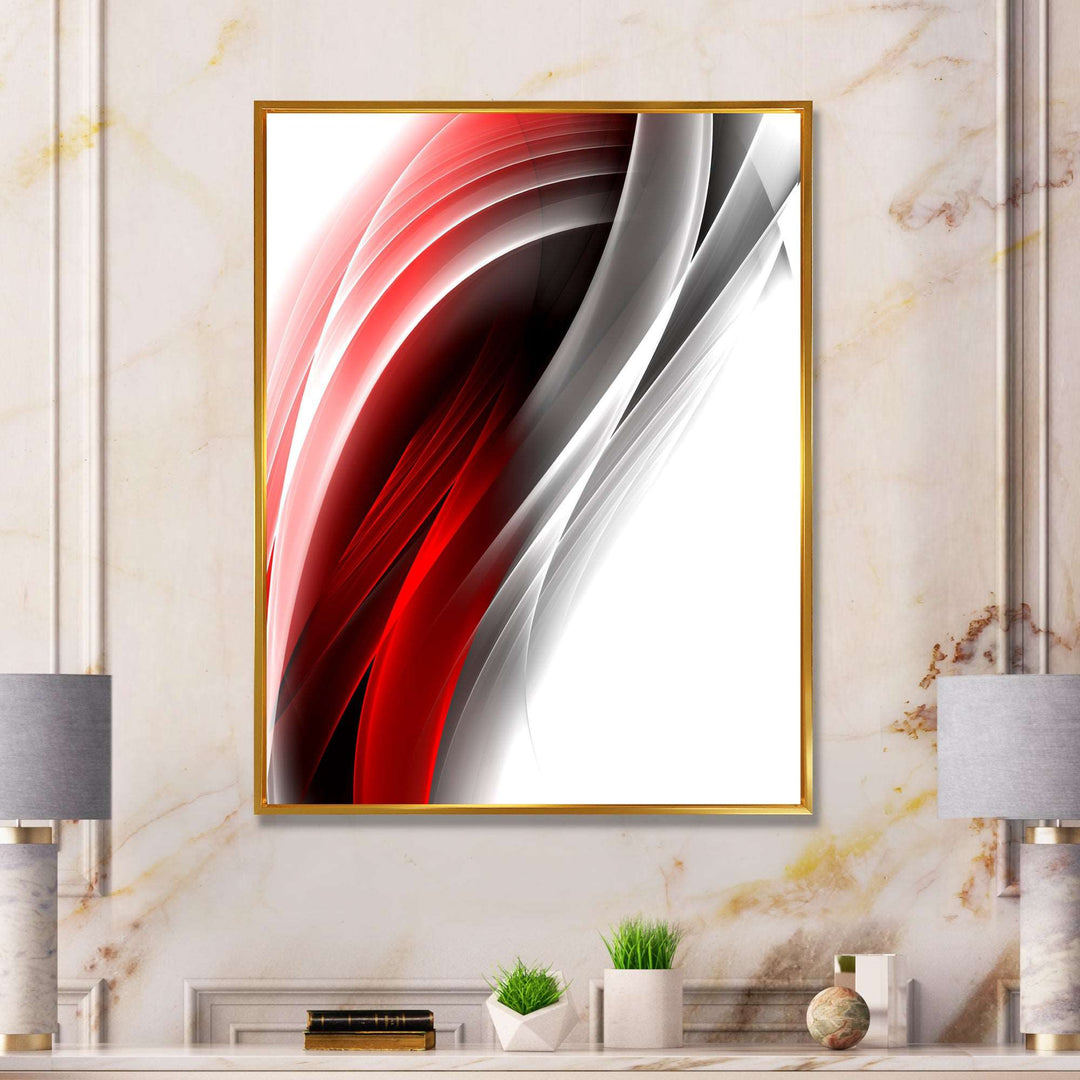 3D Pink Silver Vertical Lines Framed Canvas Vibrant Gold - 1.5" Thick