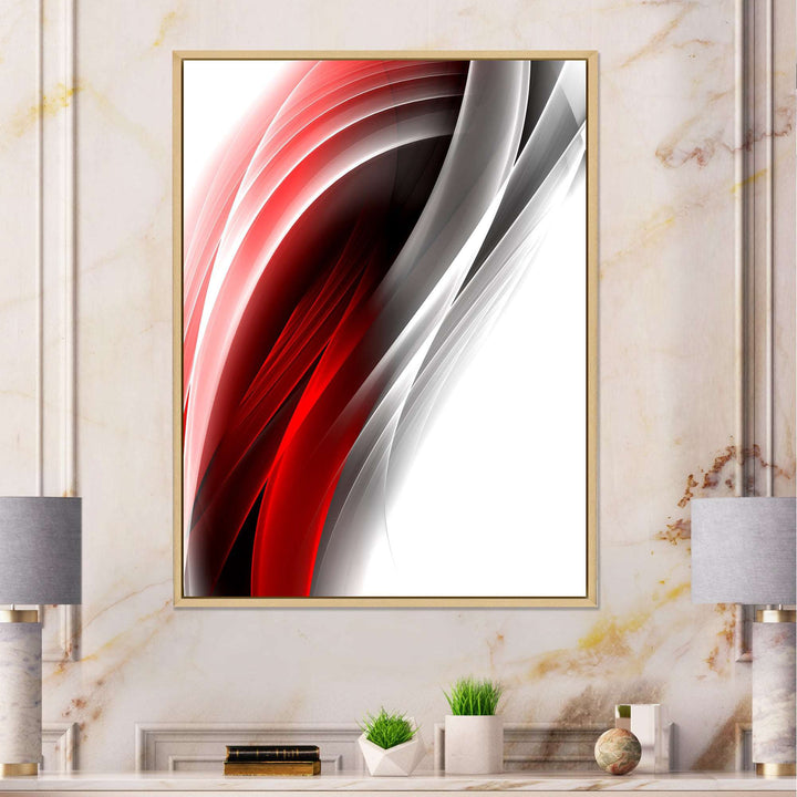 3D Pink Silver Vertical Lines Framed Canvas Matte White - 1.5" Thick