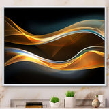 3D Gold Waves in Black Framed Canvas Matte White - 1.5" Thick