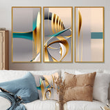 Minimal Gold Abstraction On Turquoise Horizon I - Multi-Panels