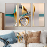 Minimal Gold Abstraction On Turquoise Horizon I - Multi-Panels