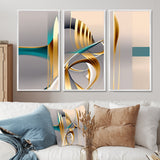 Minimal Gold Abstraction On Turquoise Horizon I - Multi-Panels