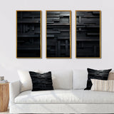 3D Black Brick Cube Dimensions V - Multi-Panel Canvas Prints