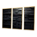 3D Black Brick Cube Dimensions V - Multi-Panel Canvas Prints