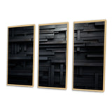 3D Black Brick Cube Dimensions V - Multi-Panel Canvas Prints