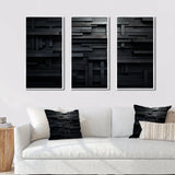 3D Black Brick Cube Dimensions V - Multi-Panel Canvas Prints
