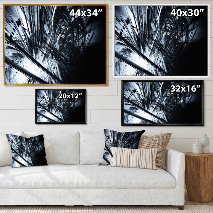 3D Abstract Art Black White Framed Print Matte White - 1.5" Width