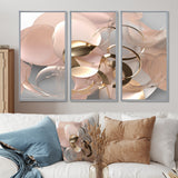 Liquid Art Gold And Pink Effervescence - Multi-Panels