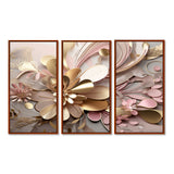 Liquid Art Gold And Pink Floral Effervescence - Multi-Panels