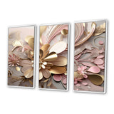 Liquid Art Gold And Pink Floral Effervescence - Multi-Panels