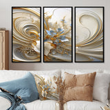 Tender Light Blue Floral Whirling Spiral I - 3-Piece Canvas Wall Art