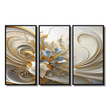 Tender Light Blue Floral Whirling Spiral I - 3-Piece Canvas Wall Art