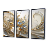Tender Light Blue Floral Whirling Spiral I - 3-Piece Canvas Wall Art