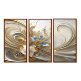 Tender Light Blue Floral Whirling Spiral I - 3-Piece Canvas Wall Art