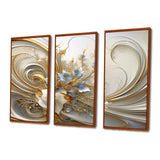 Tender Light Blue Floral Whirling Spiral I - 3-Piece Canvas Wall Art