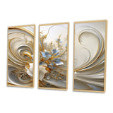 Tender Light Blue Floral Whirling Spiral I - 3-Piece Canvas Wall Art