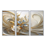 Tender Light Blue Floral Whirling Spiral I - 3-Piece Canvas Wall Art