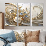 Tender Light Blue Floral Whirling Spiral I - 3-Piece Canvas Wall Art
