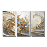 Tender Light Blue Floral Whirling Spiral I - 3-Piece Canvas Wall Art