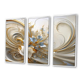 Tender Light Blue Floral Whirling Spiral I - 3-Piece Canvas Wall Art