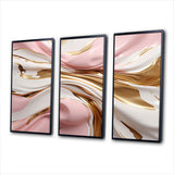 Pink And Gold Liquid Glam Wave III - Canvas Wall Art Sets