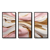 Pink And Gold Liquid Glam Wave III - Canvas Wall Art Sets
