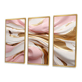 Pink And Gold Liquid Glam Wave III - Canvas Wall Art Sets