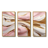 Pink And Gold Liquid Glam Wave III - Canvas Wall Art Sets