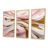 Pink And Gold Liquid Glam Wave III - Canvas Wall Art Sets