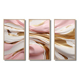 Pink And Gold Liquid Glam Wave III - Canvas Wall Art Sets