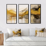 Undefined Continuation Liquid Waves Yellow IV - Split Panel Canvas Art