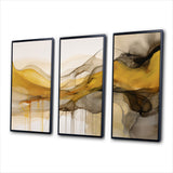 Undefined Continuation Liquid Waves Yellow IV - Split Panel Canvas Art