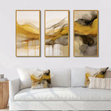 Undefined Continuation Liquid Waves Yellow IV - Split Panel Canvas Art
