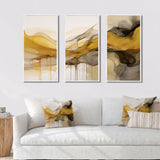 Undefined Continuation Liquid Waves Yellow IV - Split Panel Canvas Art