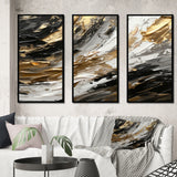 Imminent Bliss Bold Textured Gold and Black V - Multi-Panels