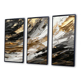 Imminent Bliss Bold Textured Gold and Black V - Multi-Panels