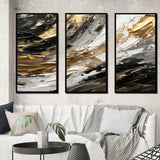 Imminent Bliss Bold Textured Gold and Black V - Multi-Panels