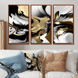 Wild Wave Bliss Abstract Gold White Black V - Multi-Panels