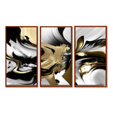 Wild Wave Bliss Abstract Gold White Black V - Multi-Panels