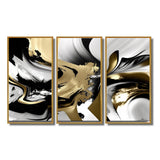 Wild Wave Bliss Abstract Gold White Black V - Multi-Panels