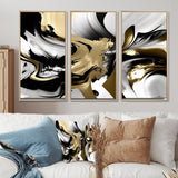 Wild Wave Bliss Abstract Gold White Black V - Multi-Panels