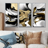 Wild Wave Bliss Abstract Gold White Black V - Multi-Panels