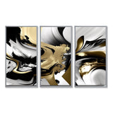 Wild Wave Bliss Abstract Gold White Black V - Multi-Panels