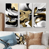 Wild Wave Bliss Abstract Gold White Black V - Multi-Panels
