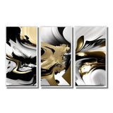 Wild Wave Bliss Abstract Gold White Black V - Multi-Panels