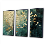 Rebirth Retro Abstract In VIntage Gold Blue I - Multi-Panels