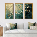 Rebirth Retro Abstract In VIntage Gold Blue I - Multi-Panels