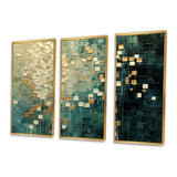 Rebirth Retro Abstract In VIntage Gold Blue I - Multi-Panels
