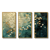 Rebirth Retro Abstract In VIntage Gold Blue I - Multi-Panels