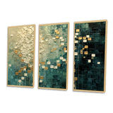 Rebirth Retro Abstract In VIntage Gold Blue I - Multi-Panels